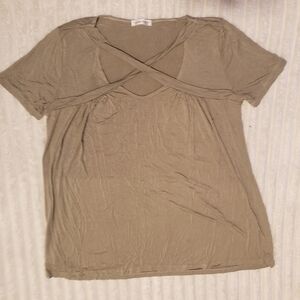 Carole Christian Olive Green Women's Cut Out Shirt Top L